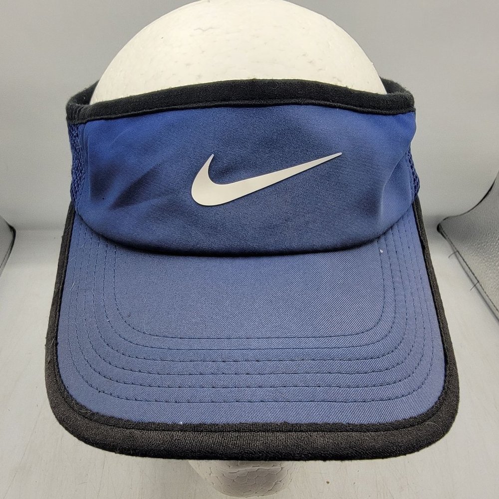 Nike Adults Blue Visor Featherlight Dri Fit Golf Outdoors Summer Casual